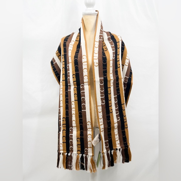 GUCCI Logo Stripe Wool 2021 Scarf w/ Tags - Picture 2 of 16